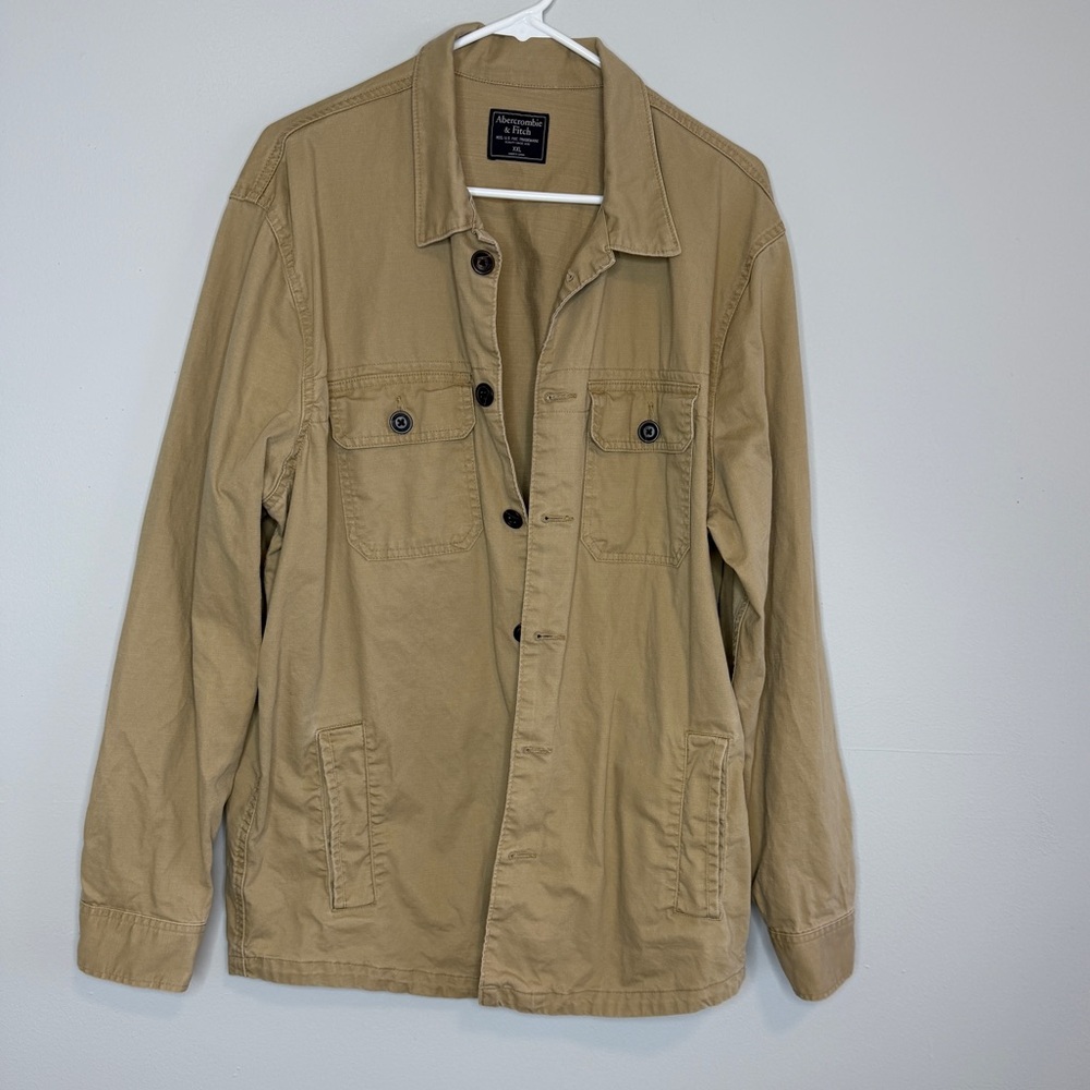 Abercrombie & Fitch Men’s Tan Utility Shirt Jacket XXL Lightweight Cotton Khaki